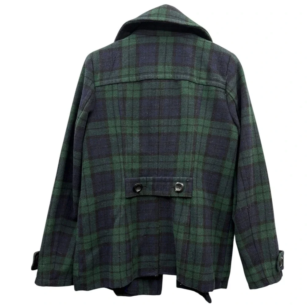St.‎ John's Bay Women's Plaid Peacoat Preppy Academia Y2K Wool Blend Outerwear S